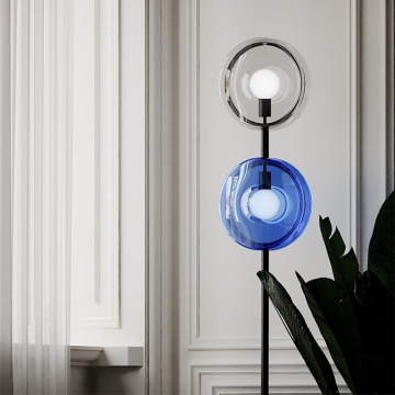 Post-Modern Nordic Light Luxury Glass Floor Lamp with Round Shade for Living Room and Bedroom