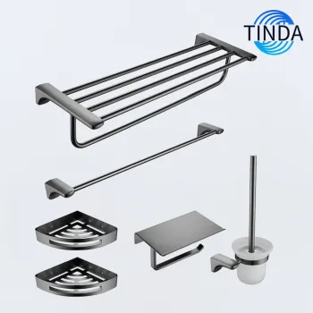 Sleek Gunmetal 5 Piece Bath Hardware Set
