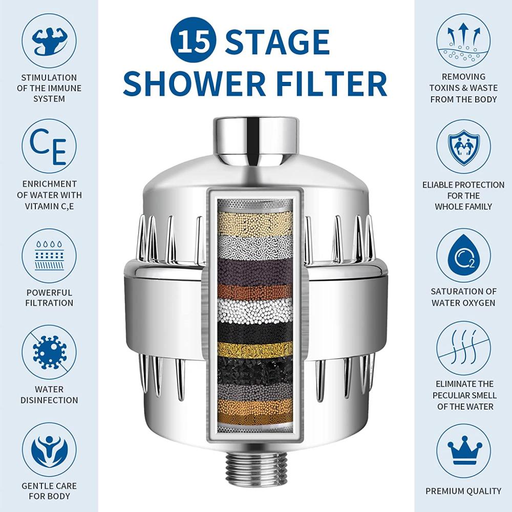 Meilleur filtre de douche à 15 étages pour l'eau dure
