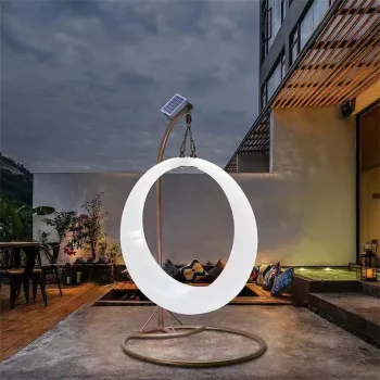 Net Red LED Outdoor Solar Home Stay Moon Round Hanging Chair Decoration