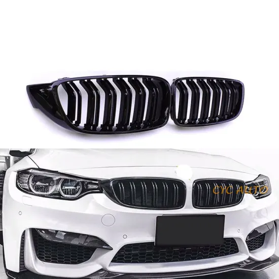ABS Double Slat Black Grille for BMW F32 F33 F36 F80 F82 F83 M3/M4 Style Front Bumper Grille