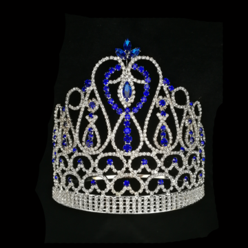 Tiara corona de desfile de diamantes de imitación azul oscuro