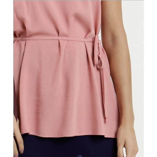 Neck Tie on the Waist Sexy Long Blouse