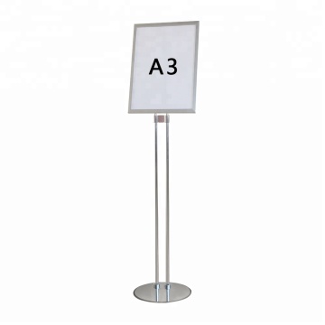 A3 Double Pole Adjustable Pedestal Sign Holder Floor Stand Snap Frame Free Standing Sign Stands