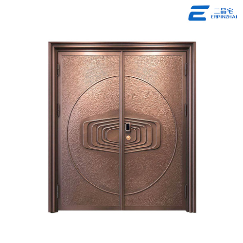 Elegante puerta de entrada de villa de aluminio fundido con panel completo