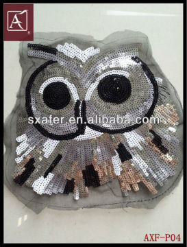 sew on fashion owl sequin patch