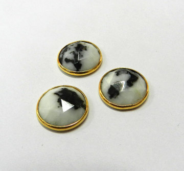 925 sterling silver Zebra jasper Silver Gold plated Connector