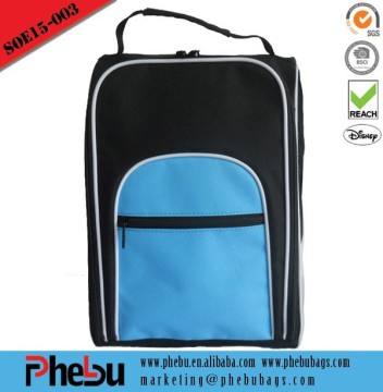 China supplier cheap promotional zipper 600D polyester travel shoe bag for travel(SOE15-003)