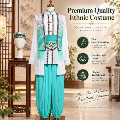 Modern Chinese Folk Dance Costume Outfit Headpiece