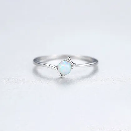 Sterling Silver Female Korean Style Ring with Australian Gem