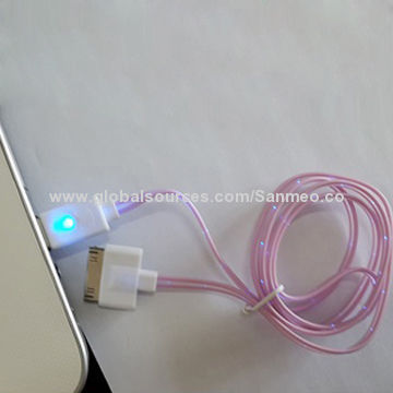 LED USB Data Cable for iPhone 4/4s/5/5s, with 1.2m Length Data Transfer and ChargingNew