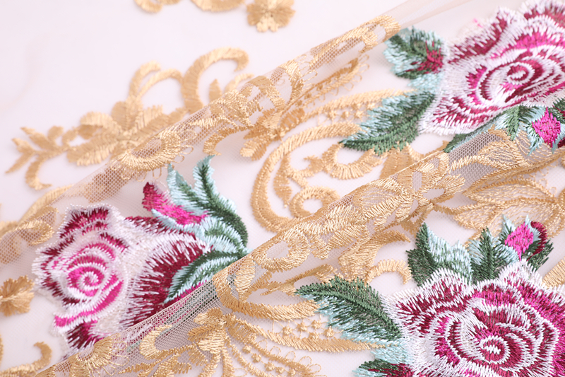 Rose Flower Embroidery Fabric