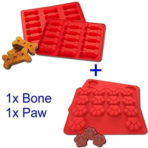 Puppy Paws & Bones Silicone Baking Molds-pan-ice Trays Set of 2