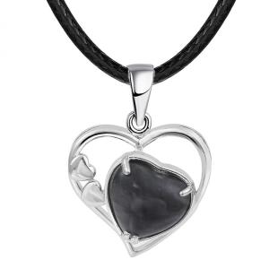 Black Obsidian Love Heart Birthstone Pendant Colliers Gemstone pour femmes