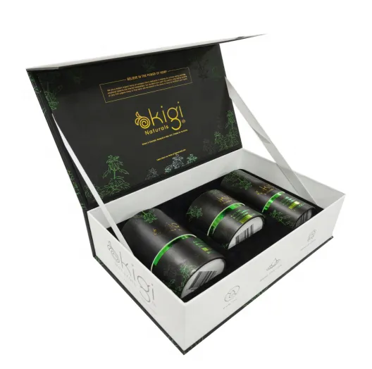 Paperboard magnets paper gift box with flocking tray
