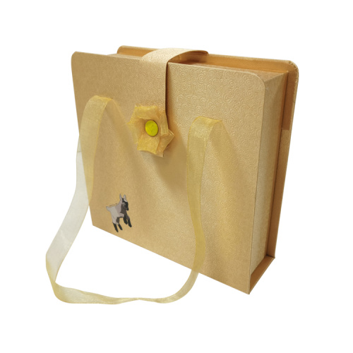 Custom Flip Chocolate Gift Box with Ribbon Handle