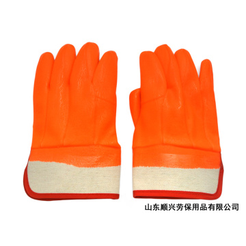 PVC Coated Safety Cuff Gloves Fluorescent Orange