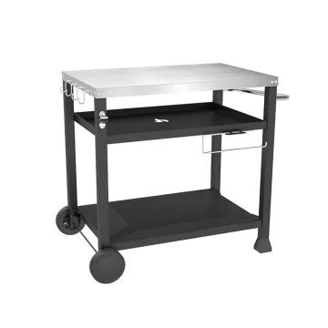 Outdoor Bbq Grill Dining Cart 6 Inch PE Wheel Stainless Steel Trolley Movable Dining Cart
