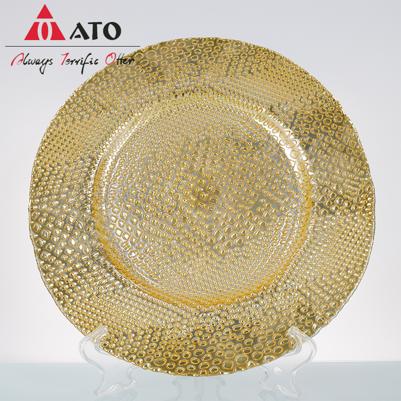 ATO 13 inch Gold Color glass charger plate