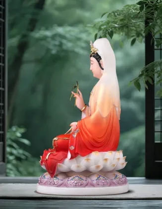 White Marble seated statue of Guanyin Bodhisattva