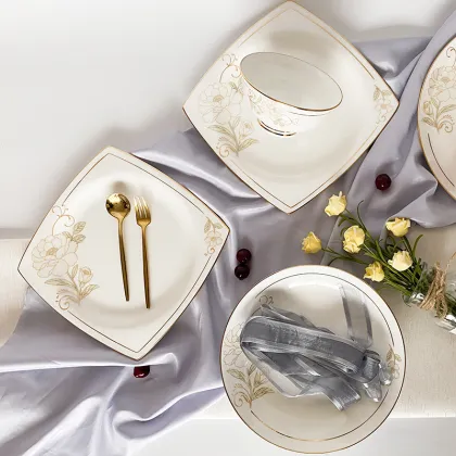 2020 hot sale crockery set tableware ceramic fine bone china dinnerware sets tableware luxury porcelain