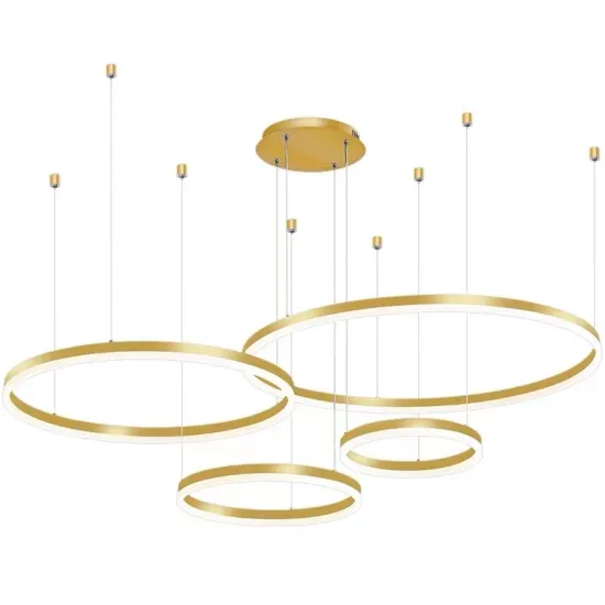 Modern Luxury LED Pendant Lamps: Golden and Black Halo Chandeliers for Bedroom, Living Room, and Dining Room Lighting