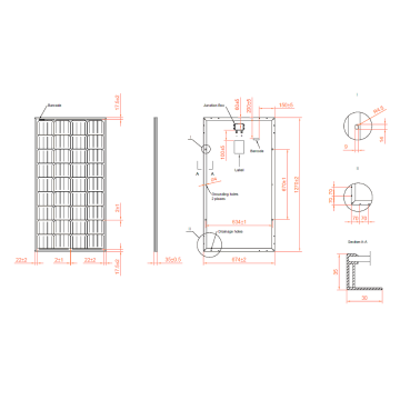 130W solar panel parts energy