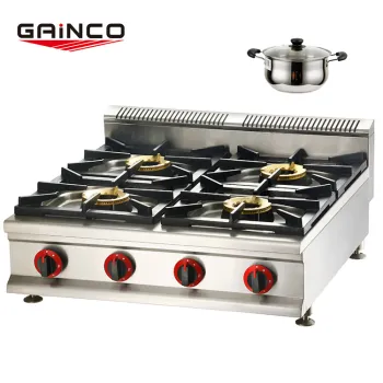 5KW Restaurant Commercial Countertop 4-Burner Natural Gas Stove and Tabletop LPG Cooktop