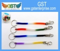 Keychain Coil Spring Tri-warna pelangi dengan klip