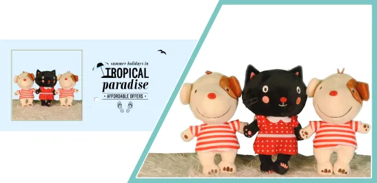 Cute cat and dog plush toys