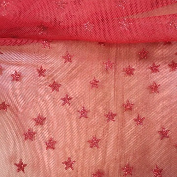 Polyester Pentagram Glitter Lace Tulle Dress Fabric
