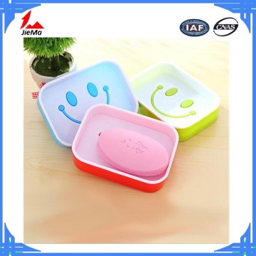 Factory price Korea creative smiley double soap box/carton bathroom big size plastic soap dish