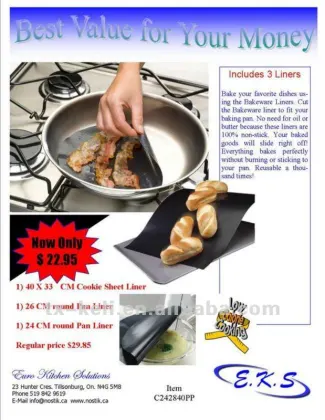 non-stick oil free frying pan liner , reusable .24cm(9")Diameter ,100% non-stick ,