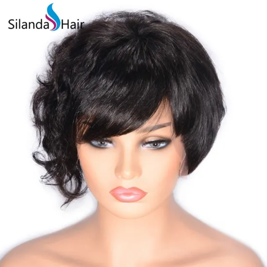 Fashion #1B Natural Wave Remy Human Hair Lace Frontal Wigs