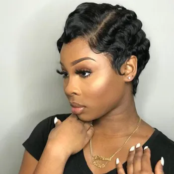 Hepburn Style Short Hair Lace Front Wig For Women, Cheap Ocean Wave Cambodian Virgin Human Hair Swiss J Shape Lace Wig