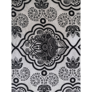 Tissu d&#39;impression Rayon Challis 32S noir et blanc