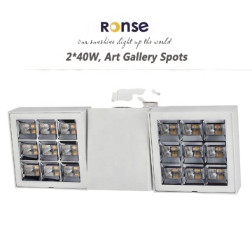 Ronse LED Commercial Spotlight: Square Exhibition Showcase Art Gallery Lighting - 2x40W Verstelbare track Spotlight