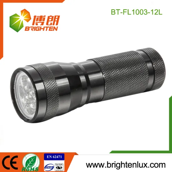 Factory Bulk Sale 3*AAA Battery Used Housing Portable Aluminum Material Black 12 led Cheap led Flashlights