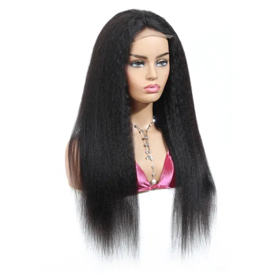 Wholesale Pre Plucked Cambodian Virgin Hair Wig Lace Front Natural Hairline Kinky Straight Human Hair 4*4 Closure Lace Front Wig