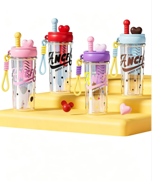 Cartoon Plastic Cup with Straw