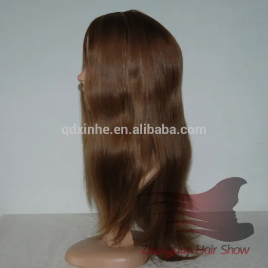 22 inch gorgeous Layered brown human hair wigs Light Brown Kosher Wig