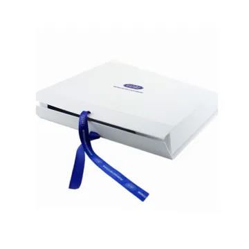 Customized White Folding Paper Gift Box With Ribbon