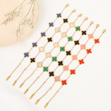 Bracciale a quattro foglie di alta qualità in oro giallo di alta qualità in oro giallo impermeabile 316L