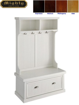 Drawer Storage Hallway Hall Tree White Wooden Bench Seat