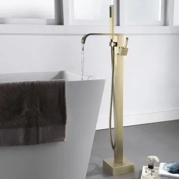 Freestanding Waterfall Tub Faucet - Brass Bathtub Floor Standing Faucet