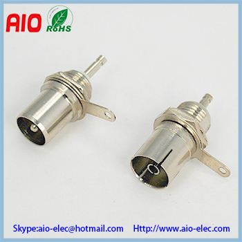 bulkhead mount 9.5mm TV PAL Male plug female jack socket
