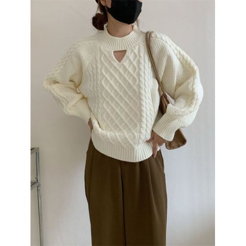 Autumn and winter lazy wind solid colour jumper