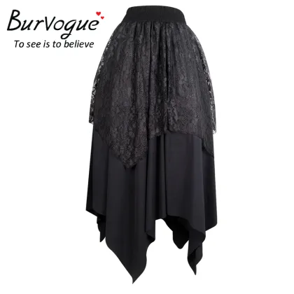 Burvogue Victorian Style Black Gothic Long Steampunk Corset Skirts Costumes Wholesale
