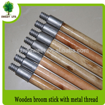 High quality Varnished wooden broom handle stick with metal screw