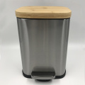 Stainless Steel Trash Can with Bamboo lid